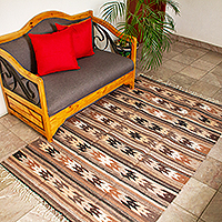 Wool area rug, 'Oaxacan Lands' (4x6.5) - Earth-Toned Wool Area Rug (4x6.5)