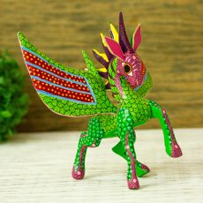 Hand Painted Pegasus Alebrije Sculpture, 'Mythical Pegasus'
