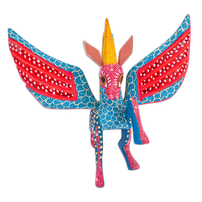Oaxacan Folk Art Pegasus Alebrije - Rainbow Pegasus | NOVICA