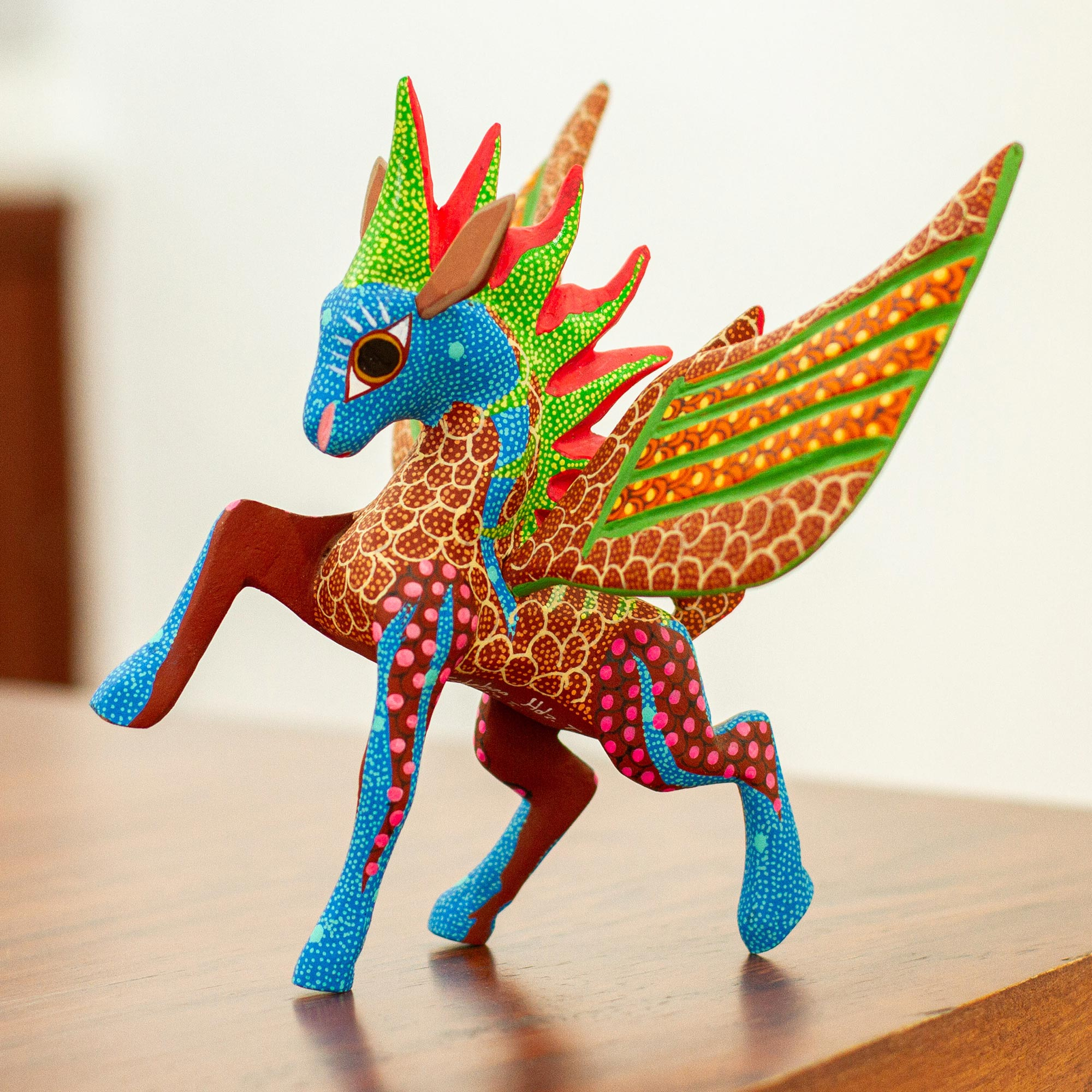 Handmade Pegasus Alebrije Statuette - Psychedelic Pegasus | NOVICA