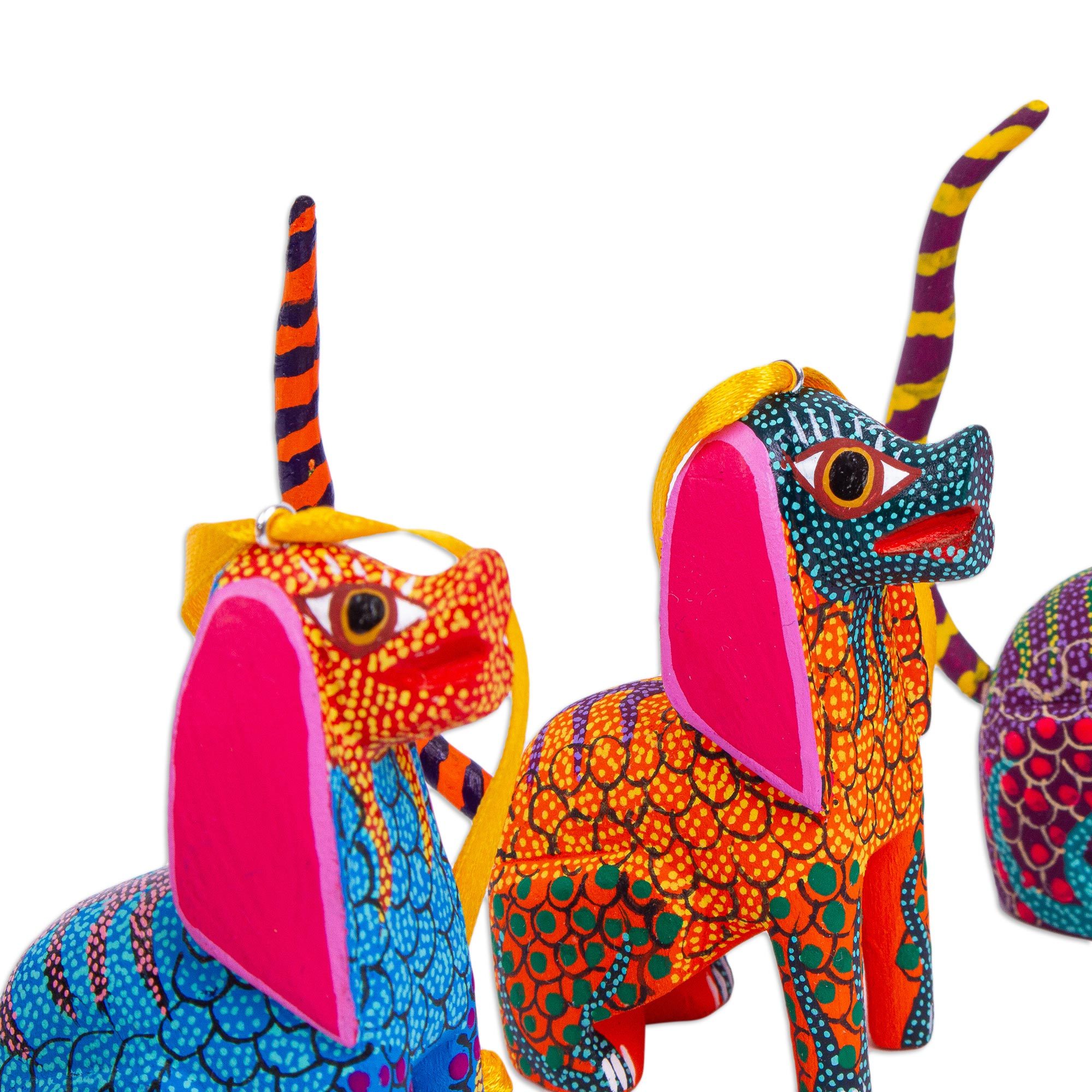 UNICEF Market Colorful Dog Alebrije Ornaments (Set of 4) Happy Dogs