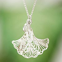 Sterling silver filigree pendant necklace, 'Delicate Dimensions' - Handmade Filigree Necklace in Sterling Silver from Mexico