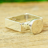 Featured review for Silver cocktail ring, Modern Button