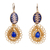 Gold plated ceramic dangle earrings, 'Mixed Media in Royal' - Beaded Gold Plate Dangle Earrings