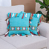 Cotton cushion covers, 'Color Infusion' (pair) - Handloomed Cushion Covers (Pair)