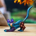 Wood alebrije sculpture, 'Mountain Fox' - Colorful Fox Alebrije Sculpture