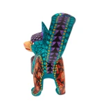 Wood alebrije sculpture, 'Mountain Fox' - Colorful Fox Alebrije Sculpture