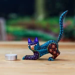 Wood alebrije sculpture, 'Mountain Fox' - Colorful Fox Alebrije Sculpture