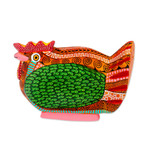 Wood alebrije sculpture, 'Flirty Hen' - Hen Alebrije Figurine