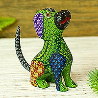 Featured review for Wood alebrije sculpture, Playful Pup