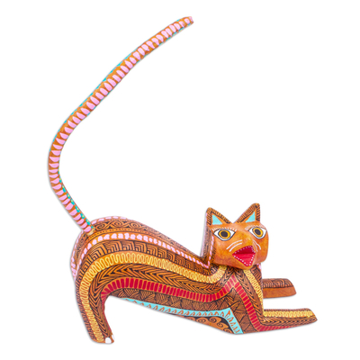 Alebrije de madera escultura - Figura Gato Alebrije de México