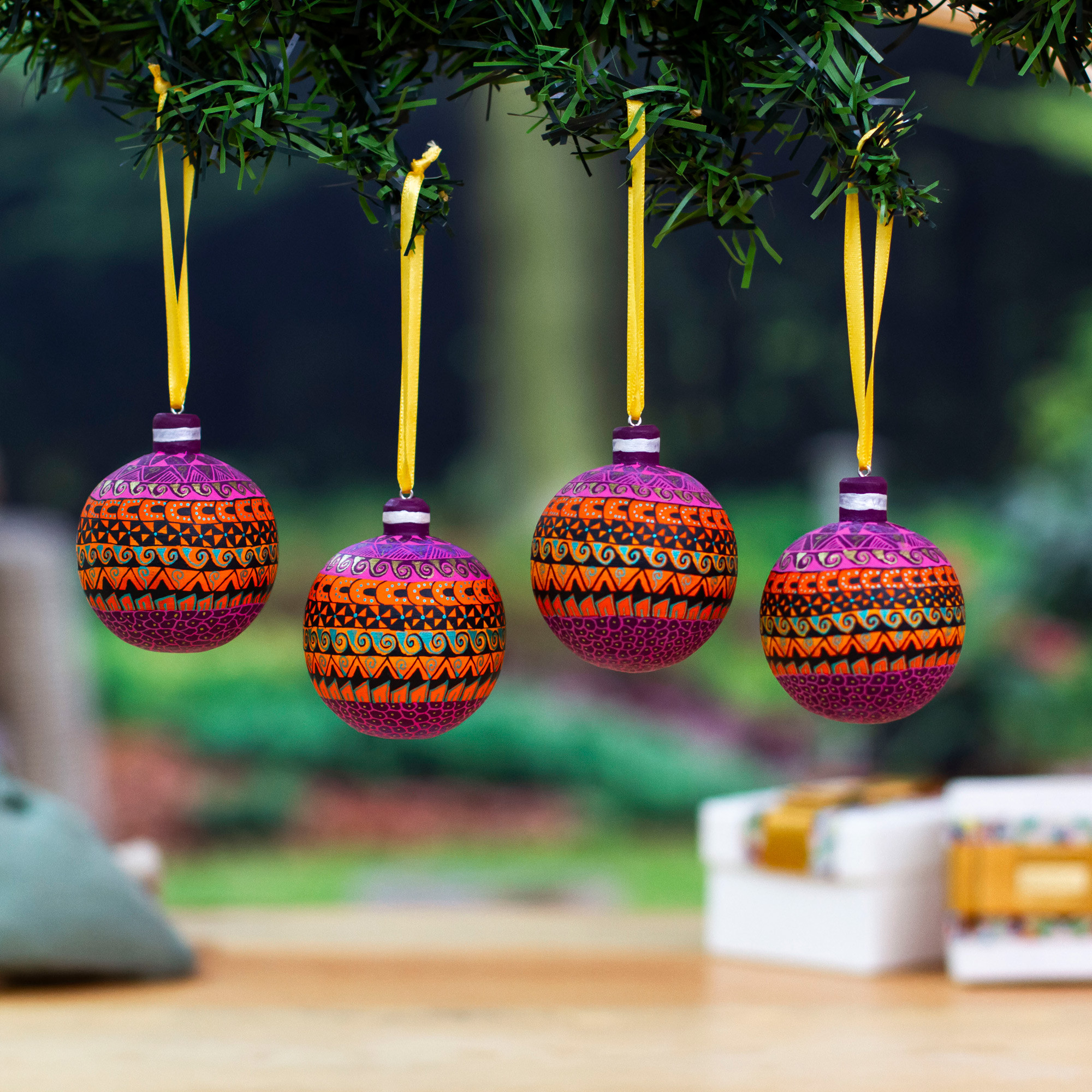 UNICEF Market Artisan Crafted Wood Alebrije Ornaments Oaxacan Sunrise