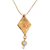 Gold-plated cultured pearl pendant necklace, 'Chenteño Diamond' - Cultured Pearl Gold Plated Necklace (image 2c) thumbail