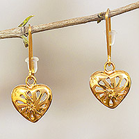Gold-plated dangle earrings, Golden Love
