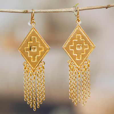 Gold plated waterfall earrings, Chenteño Diamond