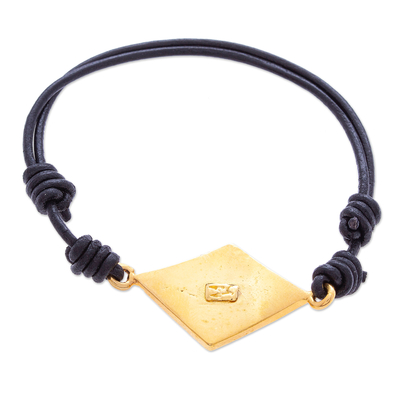 Gold plated pendant bracelet, 'Chenteño Diamond' - Adjustable Gold Plated Bracelet