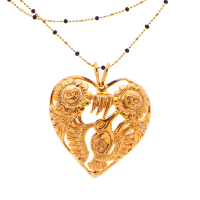 Vergoldete Halskette mit Anhänger - Herzförmige Halskette mit Anhänger