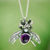 Amethyst and cultured pearl pendant necklace, 'Bright Flight' - Cultured Pearl and Amethyst Pendant Necklace (image 2) thumbail