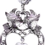Sterling silver pendant, 'Doves in Love' - Taxco Silver Mazahua Antique Mazahua Style Pendant