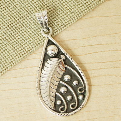 Sterling silver pendant, Rococo Leaf