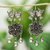 Sterling silver chandelier earrings, 'Garden Lovebirds' - Ornate Taxco Silver Birds & Flower Chandelier Earrings thumbail