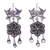Sterling silver chandelier earrings, 'Garden Lovebirds' - Ornate Taxco Silver Birds & Flower Chandelier Earrings (image 2a) thumbail