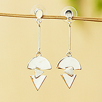 Sterling silver dangle earrings, 'Bright Arrow'