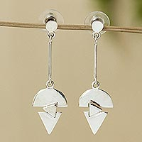 Sterling silver dangle earrings, 'Bright Arrow' - Taxco Silver Dangle Earrings