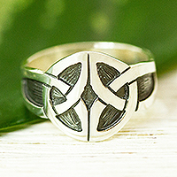 Sterling silver cocktail ring, 'Hopi Circle' - Taxco Sterling Silver Ring