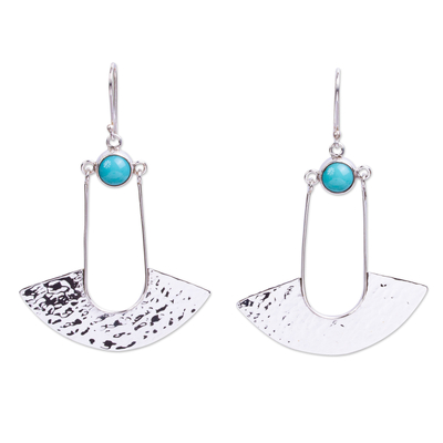 Hammered Sterling Earrings with Turquoise