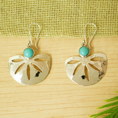 Modern Taxco Silver and Natural Turquoise Earrings - Sleek Serenity