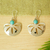 Turquoise dangle earrings, 'Sleek Serenity' - Modern Taxco Silver and Natural Turquoise Earrings