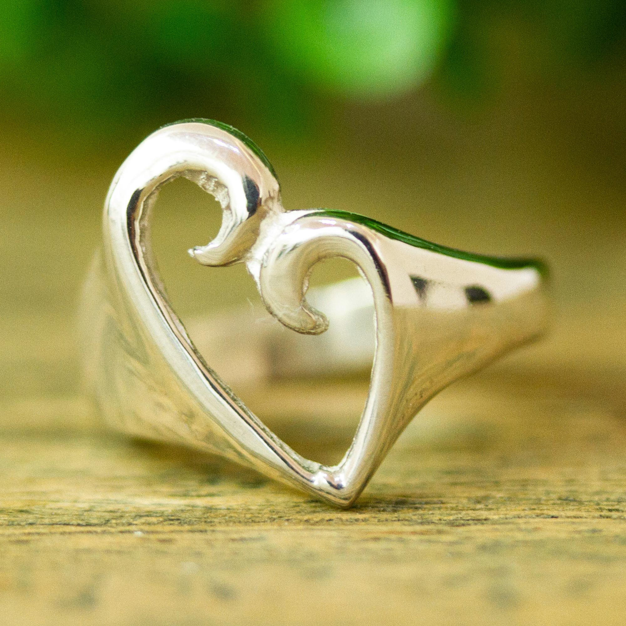 Taxco Silver Heart Ring - Big Hearted | NOVICA