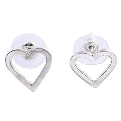 Heart-Shaped Silver Earrings
