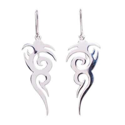 Sterling silver dangle earrings, 'Taxco Tattoo' - Handcrafted Sterling Earrings from Mexico