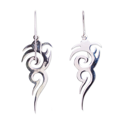 Sterling silver dangle earrings, 'Taxco Tattoo' - Handcrafted Sterling Earrings from Mexico