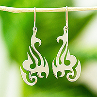 Sterling silver dangle earrings, 'Taxco Tribal' - Tattoo-Style Sterling Silver Earrings