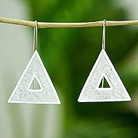 Sterling silver drop earrings, 'Magnificent Angles' - Triangular Sterling Silver Earrings