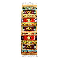Zapotec wool runner, 'Oaxacan Sunshine' (2x7) - Multicoloured Wool Runner (2x7)