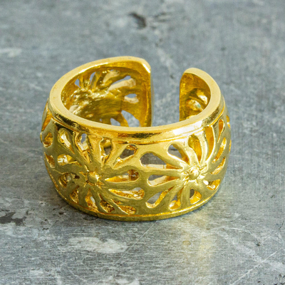 Gold plated wrap ring, Flowers for Hours