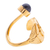 Gold plated wrap ring, 'Leaf Motif' - Ceramic Accented Gold Plated Ring (image 2d) thumbail