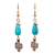 Gold-plated dangle earrings, 'Blue Desert' - Cactus-Themed Gold Plated Earrings
