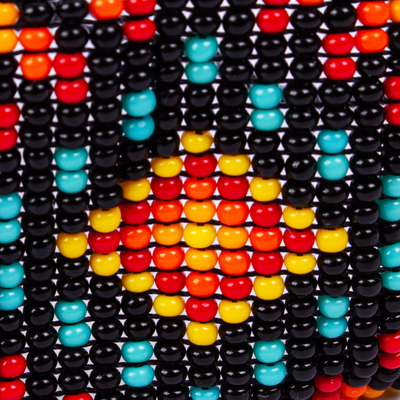 Fused glass pendant bracelet, 'Night Lights' - Handcrafted Beaded Glass Wristband Bracelet from Mexico
