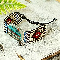 Fused glass pendant bracelet, 'Zapopan Currents' - Handmade Fused Glass Bracelet