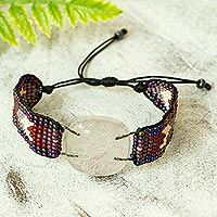 Fused glass pendant bracelet, 'Way to Zapopan' - Handmade Glass Bracelet from Mexico