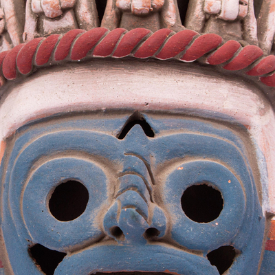 Ceramic vessel, 'Tlaloc Replica' - Handcrafted Mexican Ceramic Aztec Archaeology Museum Replica