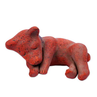 Keramikfigur - Mexiko-Archäologie signierte handgefertigte Hundeskulptur aus Keramik