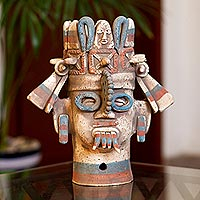 Ceramic vessel, 'Aztec Rain God Tlaloc'