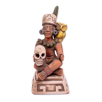 Ceramic figurine, 'Aztec Shaman' - Mexico Pre-Hispanic Style Signed Ceramic Shaman Sculpture