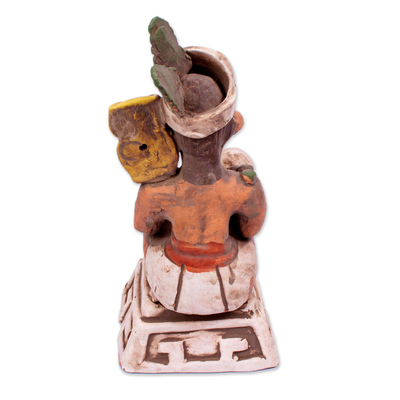 Ceramic figurine, 'Aztec Shaman' - Mexico Pre-Hispanic Style Signed Ceramic Shaman Sculpture